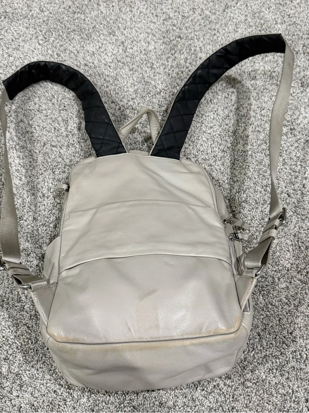 Tumi Grey Genuine Leather Small Backpack Travel Casual Zipper Women Unisex